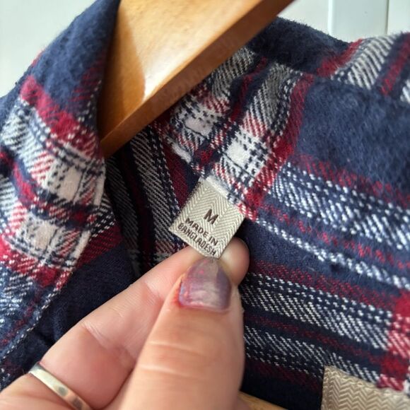 JACHS heavyweight flannel Men's Navy Plaid Button Down Shirt medium - Picture 3 of 8